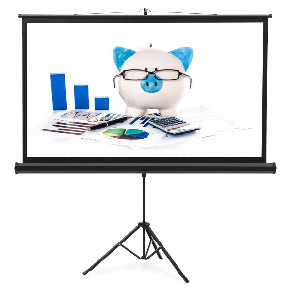 Outdoor 70"X70" Portable Tripod Projection Screen Matte White Fabric Metal