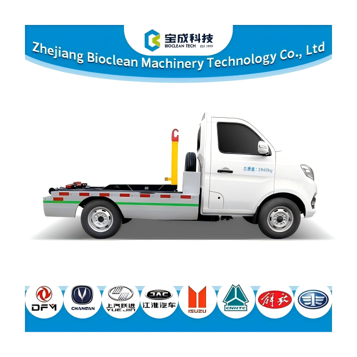 Quality 4.1M3 1.5ton Pure Electric Hook Lift Garbage Truck With 2840Kg Loading Capacity for sale