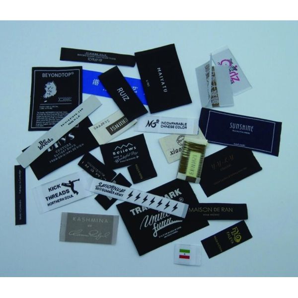 Garment Woven Clothing Labels Tag Damask Custom Woven Fabric Labels