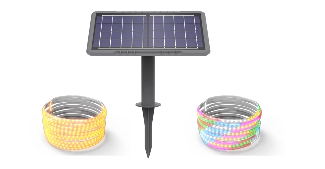 China Charging efficiency solar light strip with RGB colorful light effect courtyard decoration light string on sale