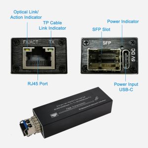 Micro Mini 10/100/1000BASE-T to 100/1000BASE-X SFP Aluminum Case Media Converter