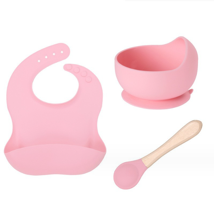 Get Your Silicone Feeding Set Plate Bowl Bib and Spoon for Your Little One's Mealtime