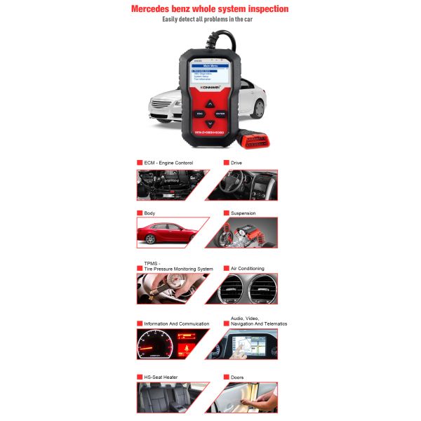 OBD2 Car Diagnostic Tool Konnwei KW360 ABS Airbag Oil Reset For Mercedes Benz