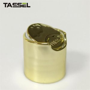 Shiny Gold UV Coated Plastic Bottle Cap 24/410 Disc Top Cap for Lotion