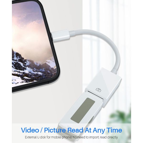 White OEM USB OTG Cable Adapter ROHS USB To Lightning OTG Cable