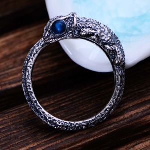Womens and Mens Chameleon Retro Sterling Silver Ring(XH056032WBLUE)