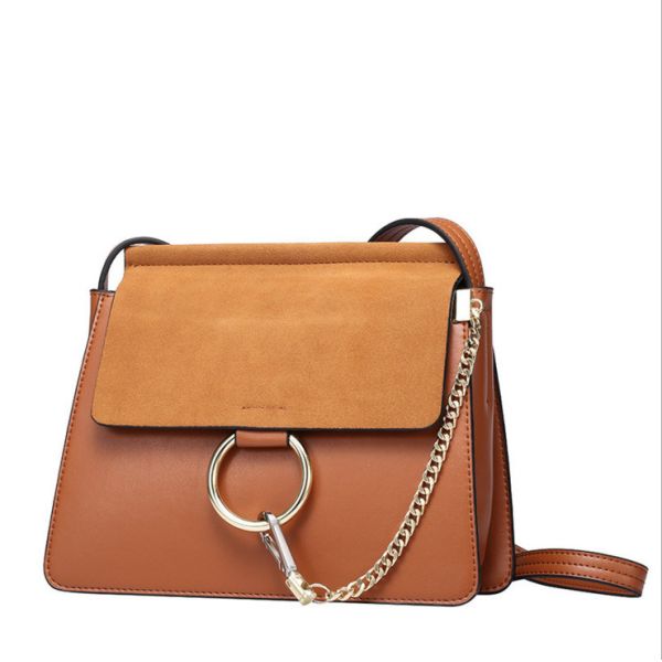 Buy Nubuck Leather Handbags Shoulder Bag with Metal Ring Vintage Lady Daily Bags at wholesale prices