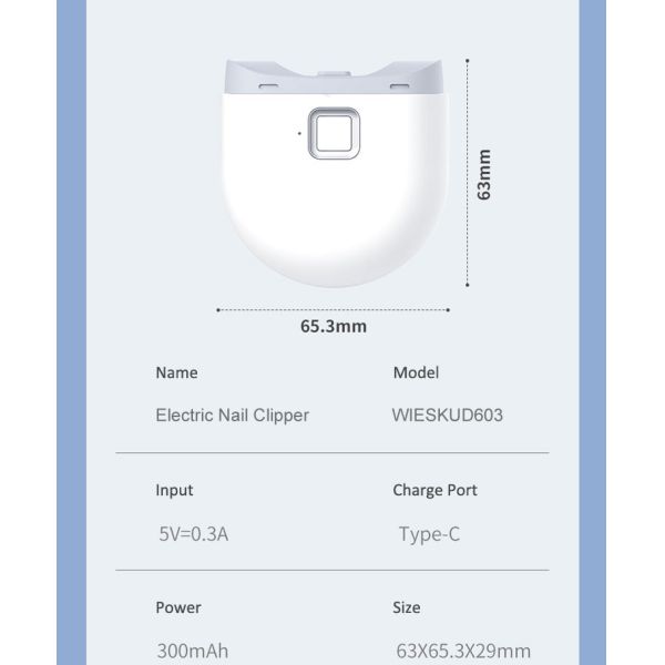 Electric Rechargeable Toes Finger Nail File Manicure Cutter Automatic Adult Kid Infants Baby Nail Trimmer With Led Light