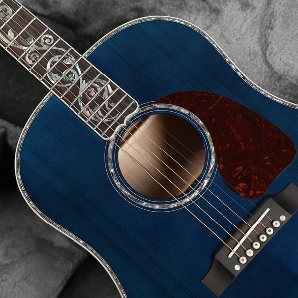 Custom Gibson Style Solid Adirondack Spruce Top Solid Tiger Maple Back Side J-45 Acoustic Guitar in Blue