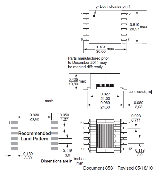 GA3568-DL_ SMPS Flyback Transformer For Akros AS1135 PoE Controller