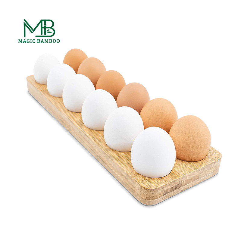 Bamboo Egg Tray For Countertop Or Refrigerator Rectangular Shape Ideal For Milk Shake