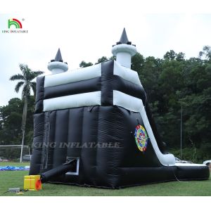 Black And White Commercial Inflatable Water Slide With Pool Water Slides