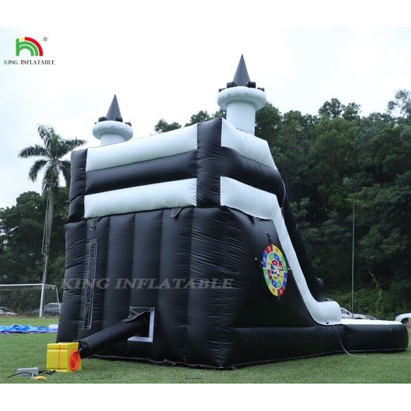 Black And White Commercial Inflatable Water Slide With Pool Water Slides Inflatable
