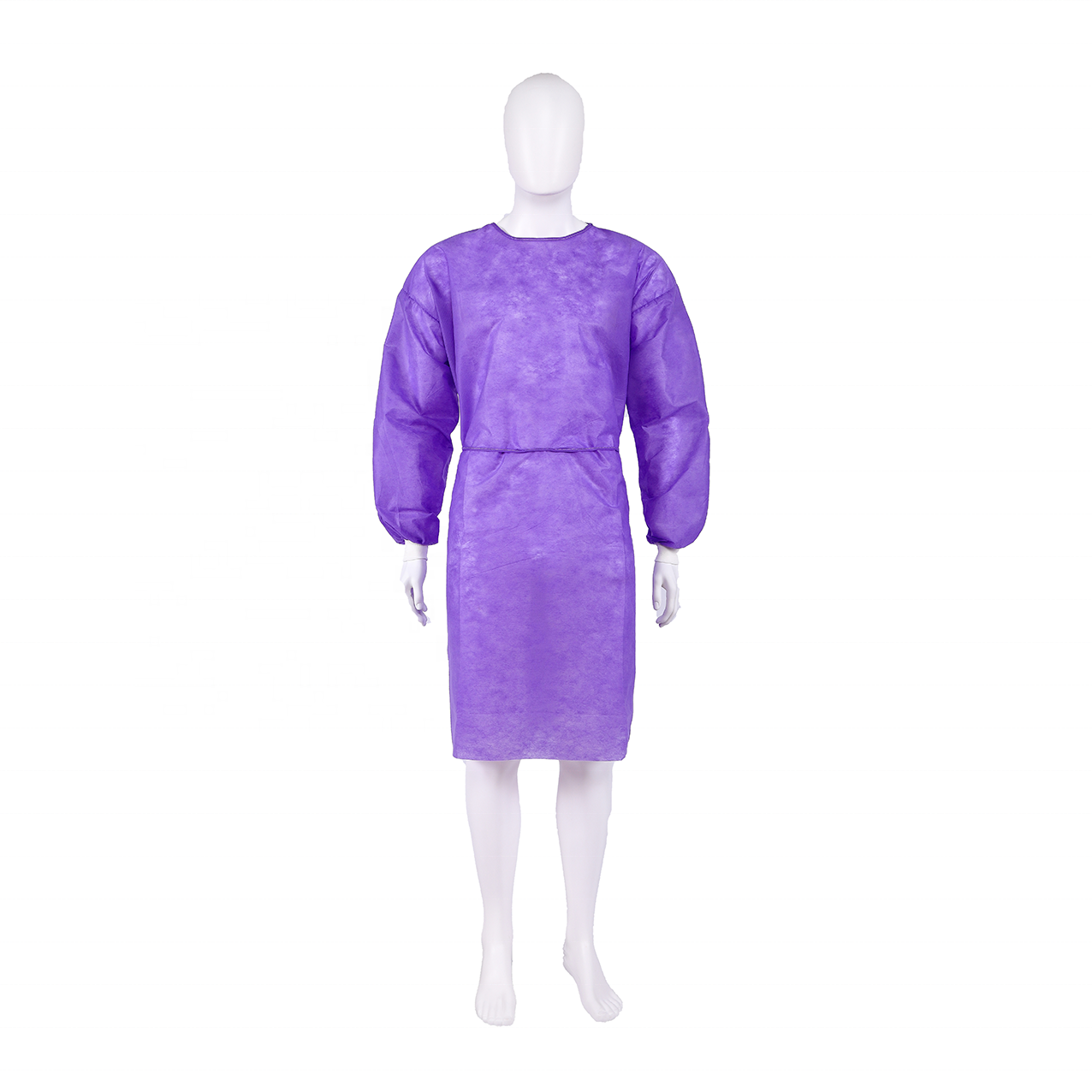 Round Neck Disposable Reinforced Surgical Gown Fluid Resistant Purple Isolation Gown