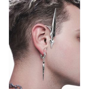 Small Stylish Waterproof Earrings Saber Silver Ear Cuff