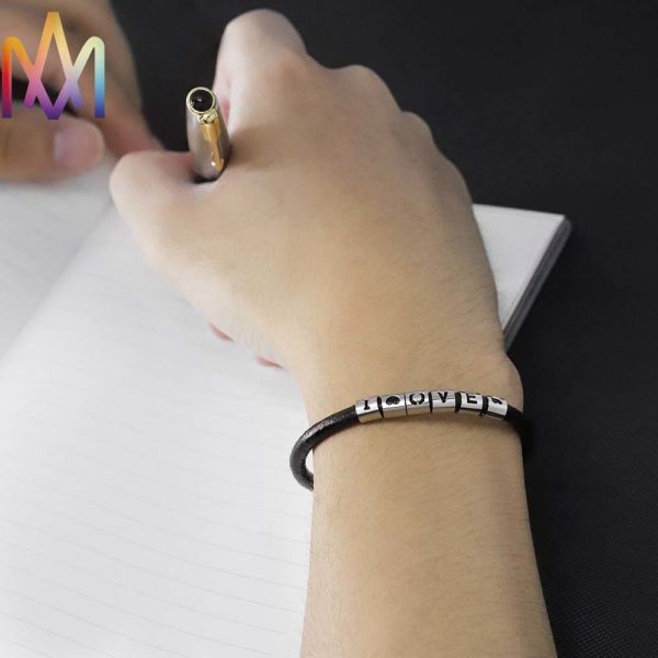 9g Inspirational Jewelry Braid Mens Engraved Bracelets