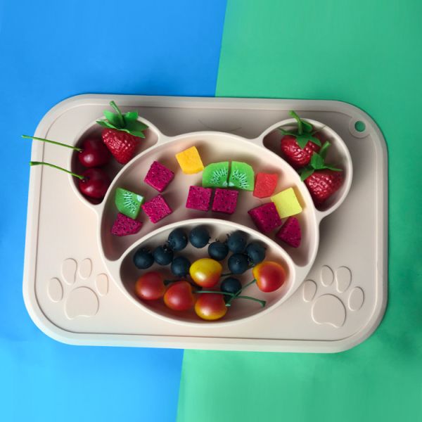Buy Customized Bear Shape Silicone Feeding Set Baby Plates Bpa Free at wholesale prices