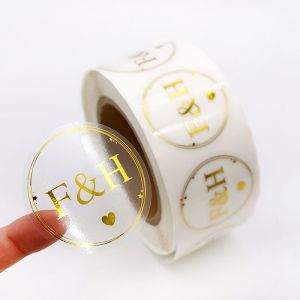 Printing Roll Transparent Clear Labels Gold Foil Sticker Custom Logo