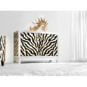 Golden Carved Wooden Chest Cabinet