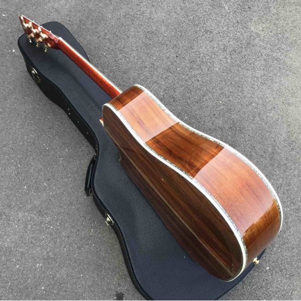 Factory Cutaway 41 Inch KOA Wood Acoustic Electric Guitar Ebony Fingerboard Abalone Inlays D Style KOA Guitar