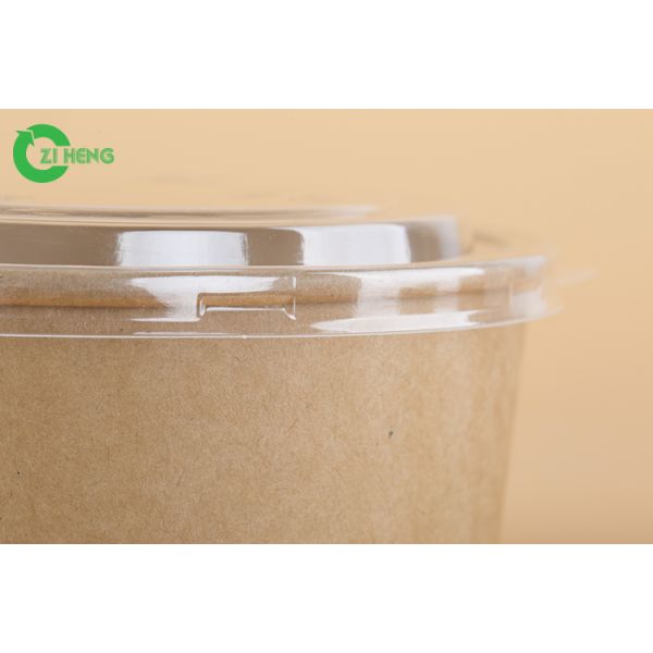 PE Lined Paper Food Bowls For Salad / Pasta PP White Lid 100% Eco Friendly