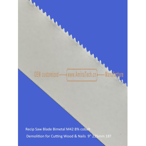 Recip Saw Blade Bimetal M42 8% cobalt Demolition for Cutting Wood & Nails 9" 225mm 18T,Power Tools