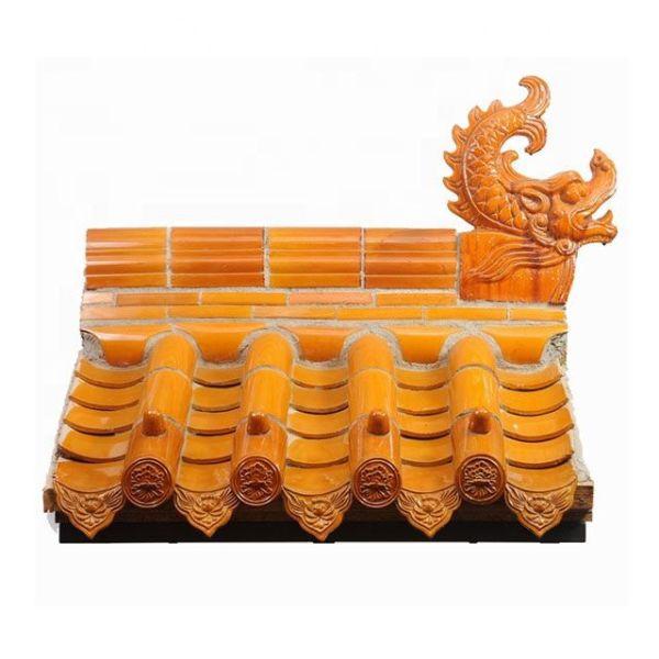 Yellow roof decoration Chinese temple ceramic roof tiles