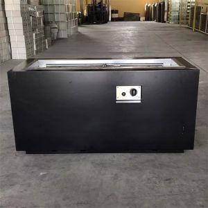 Modern Metal Black Painted Rectangular Gas Burning Smokeless Fire Table