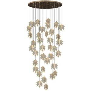 Modern staircase chandelier hotel lobby villa spiral leaf chandelier(WH-NC-74)