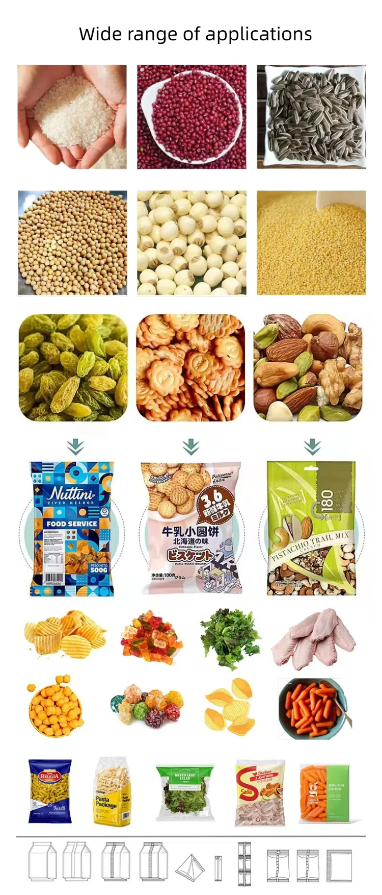 Fully Automatic Multi-head Weighergranule Packaging Machine Snack Nuts Potato Chips Bag Packaging Machinery Factory Direct Sales