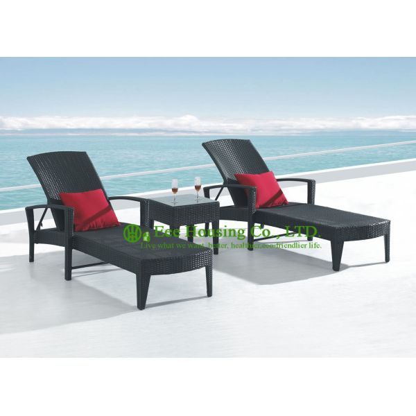 Buy Modern Outdoor Black PE Rattan Sun Lounger With Pillow For Sale, Durable and Eco-friendly at wholesale prices