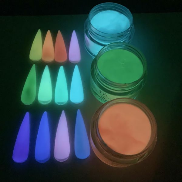 100% Manufacturer Custom Logo 4 in 1 Neon Pigment Dip Powders Kit Nail Glow in
