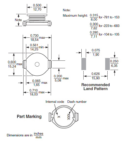 DO5010H SMD Power Inductor Heavy gauge wire for low DC resistance