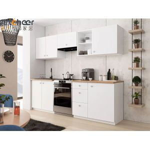 Small Room Grey Kitchen Cabinet with Modern and Stylish Half Bullnose Countertop