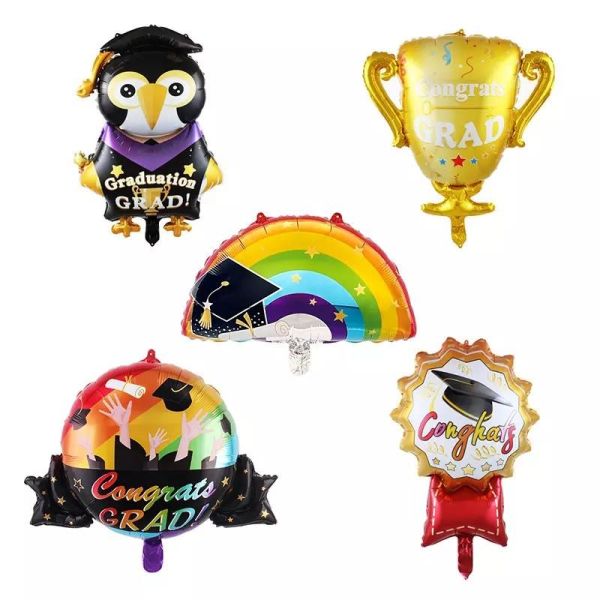 Buy Graduation Trophy Outstanding Student Woodpecker Medal Rainbow Shaped Foil Balloon at wholesale prices