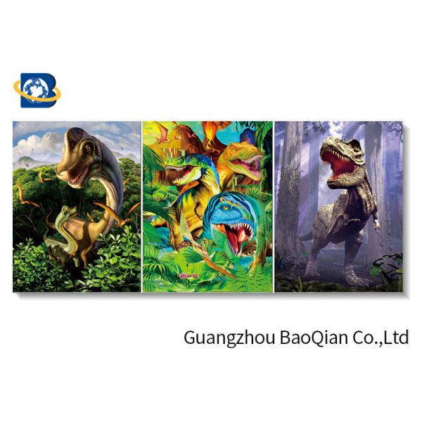 Black Frame Lenticular Flip 3D Pringting Dinosaur / Elephent Image No Harm