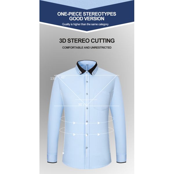 Adult Double Collar Solid Color Shirt for Business Casual Wear in Autumn and Spring