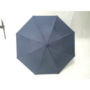 22 Inch Blue Mens Two Fold Umbrella Pongee Fabric With Rubber Coating Handle
