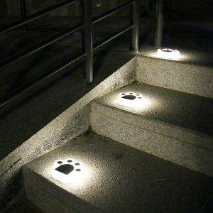 5000K 70lm Solar Decorative Lights Plug In Cat Paw Print Solar Lawn Lamp