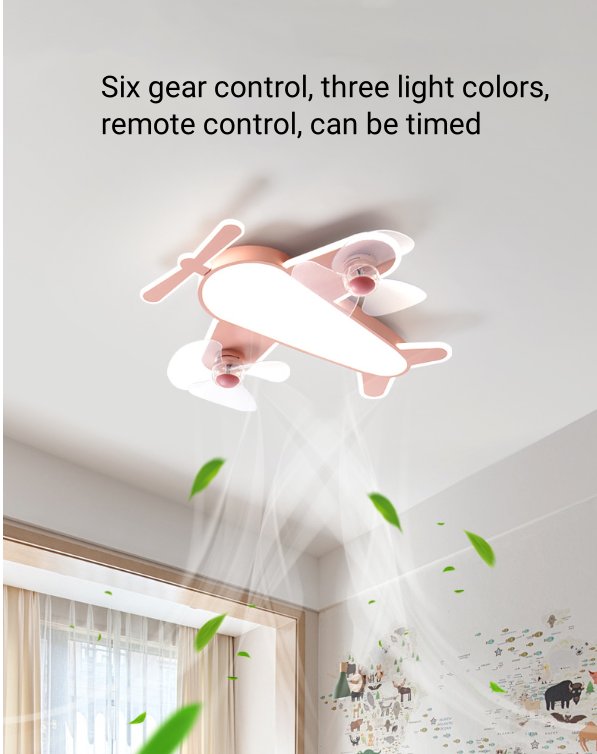 Household Bedroom Ceiling Light Children'S Room Aircraft Fan Light Frequency Conversion Integrated Invisible Ceiling Fan