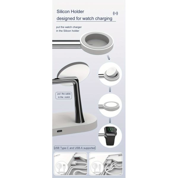 4 In 1 Wireless Charging Station With 2W Night Light And Multiple Safety Protection