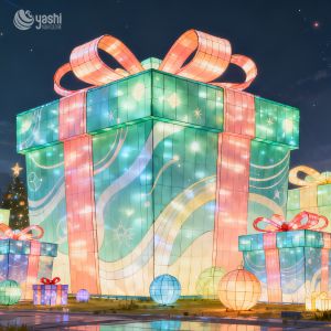 Christmas Outdoor Decoration Gift Box Lantern for Christmas and New Year