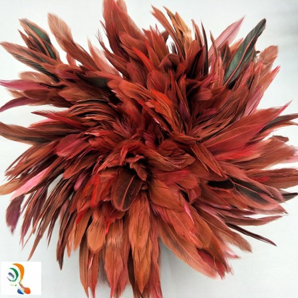 1 Yard Length Party Decoration Strung Rooster Coque Feather with Satin Ribbon Tape