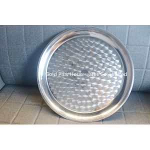China 0.8mm Thick Stainless Steel Round Tray Steak Plate 30cm Tableware Dish on sale