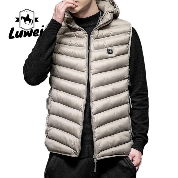 Custom Classic Men Clothing Sleeveless Utility Waistcoats Hooded Quilted Warm Cotton Coat Waterproof Heated Vest