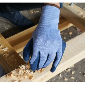 10 Gauge Dark Blue Polyester Liner Palm Coated Gloves With Latex Dipping For