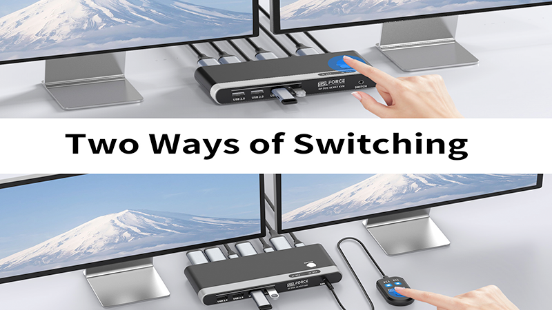 USB 3.0 KVM Switch 2x4 For Two PC Share Four USB A Peripherals KVM Switch