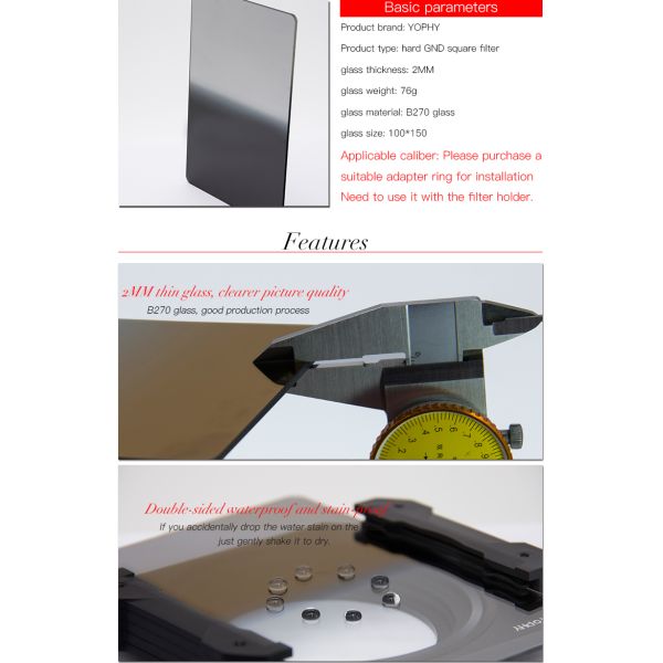 100*150 mm Nanotech Multicoated 1 f-stop Hard X2 Graduated Filter