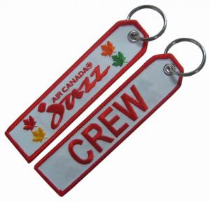 Quality Flight Logo Embroidered Key Rings Pilot Cabin Crew Embroidered Name Keychain for sale