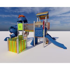 Garden Toys Plastic Kids Playground Slide With Galvanized Post